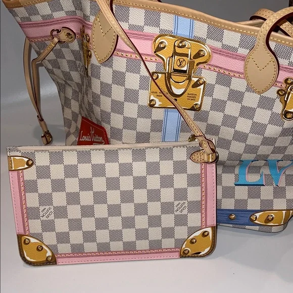 ❤️NWT LOUIS VUITTON NEVERFUL MM DAMIER AZUR SUMMER TRUNK N41065 - Picture 11 of 17